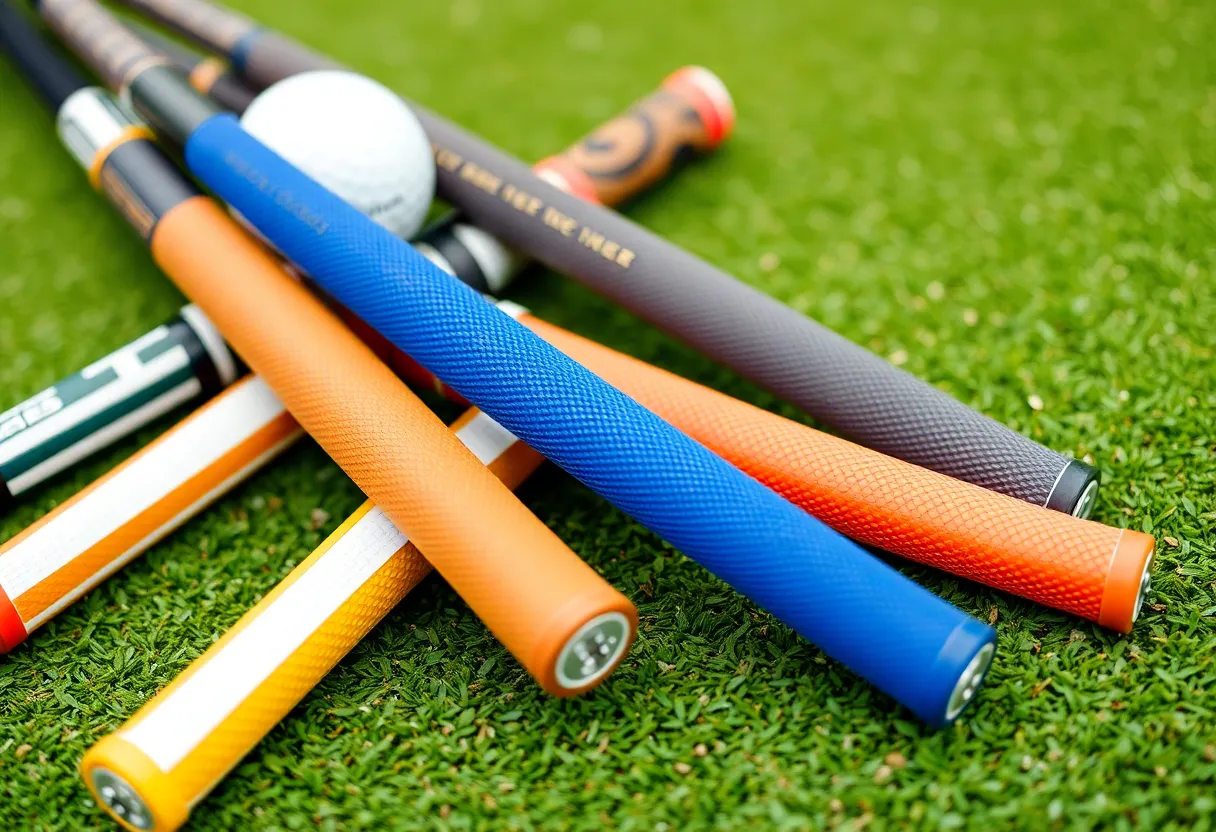 Various Golf Pride golf grips on display