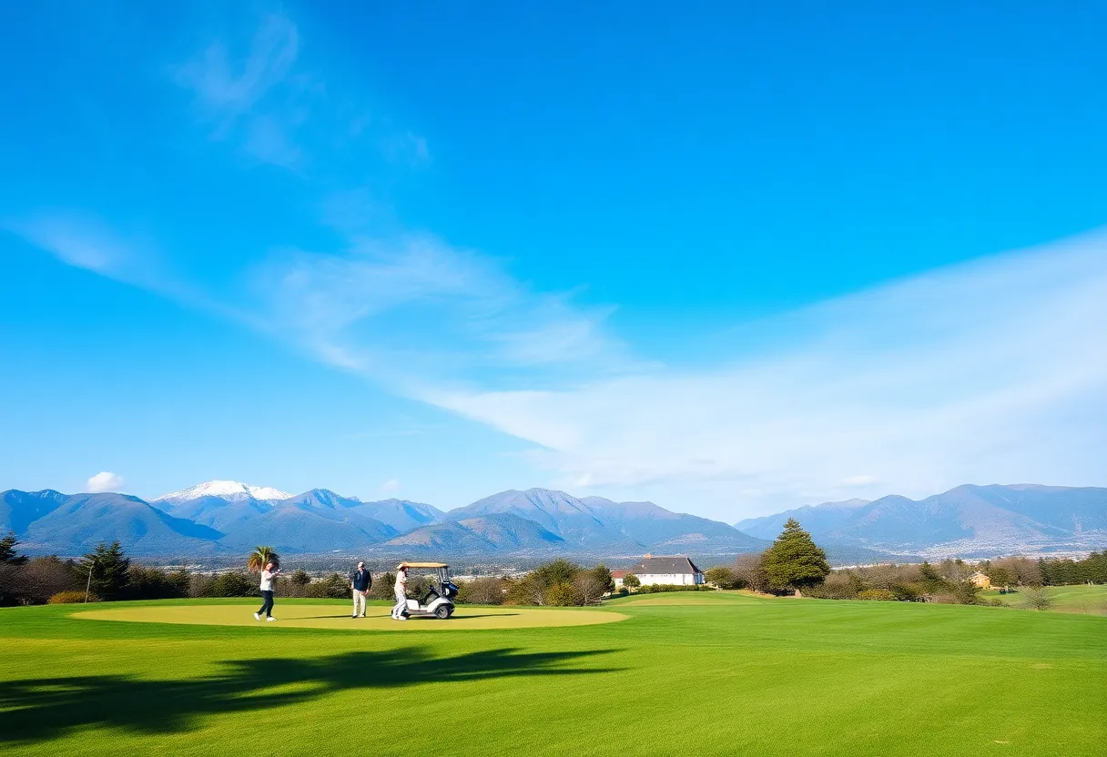 Golfers playing on a beautiful golf course