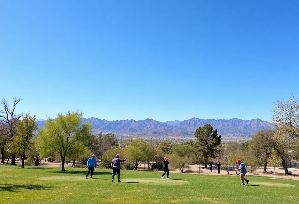 Disc golfers enjoying a sunny day at a Las Vegas disc golf course