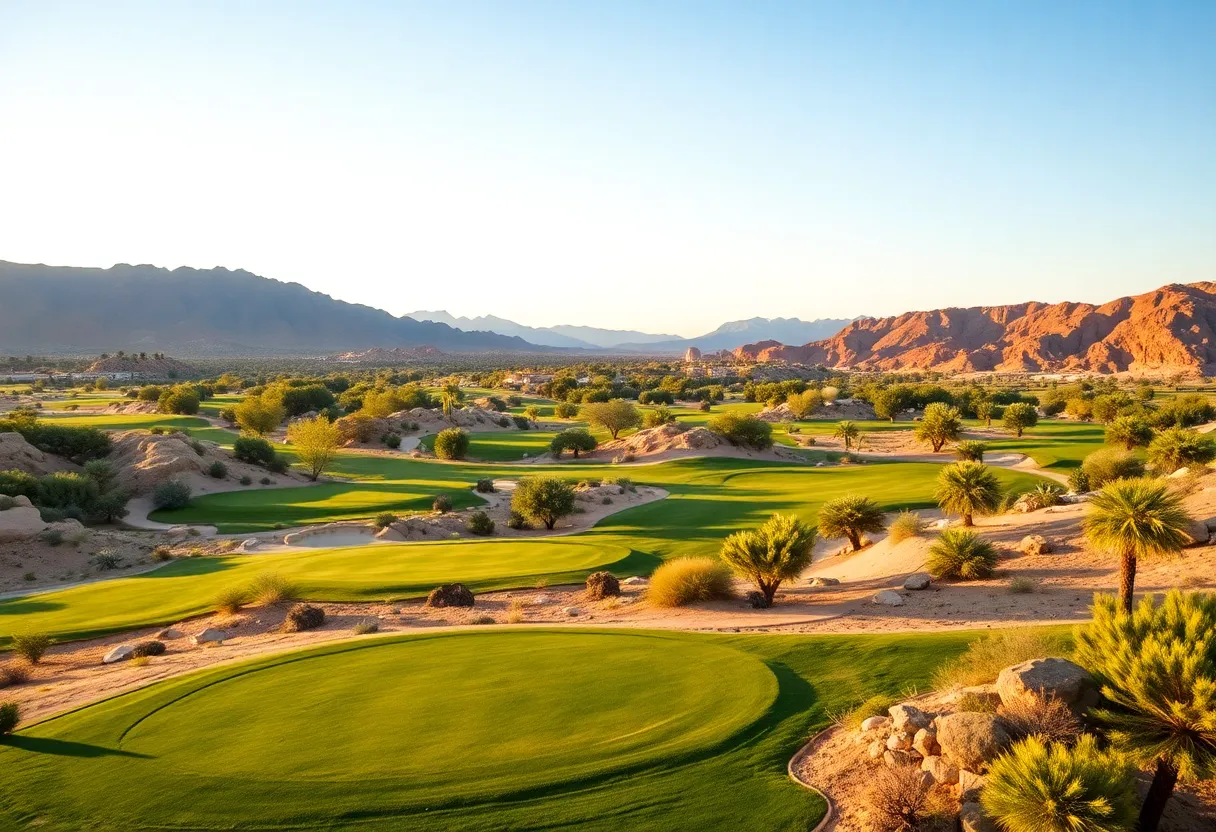 Lush golf courses in Las Vegas desert landscape