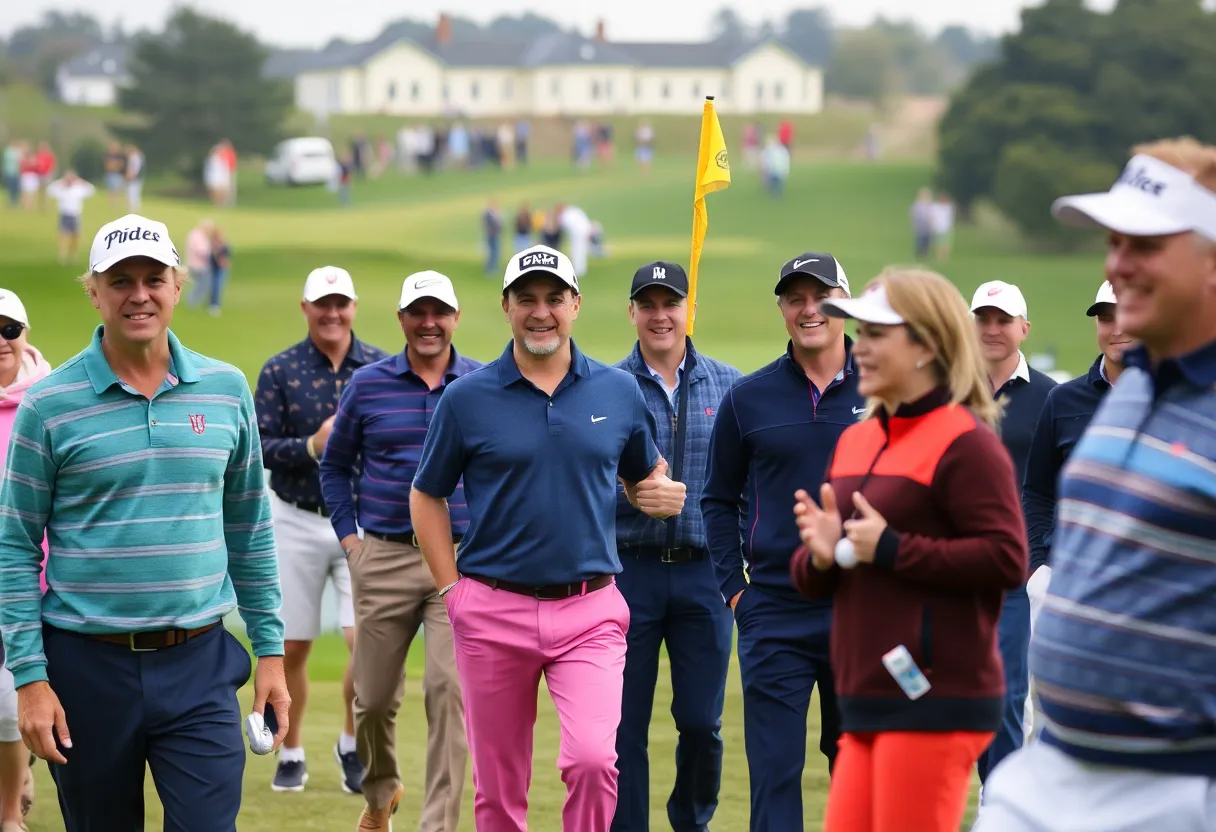 Golf players competing at the Open Championship