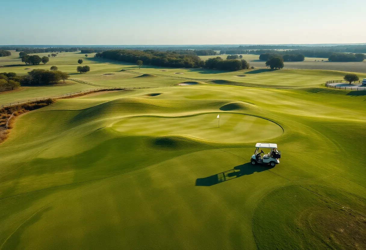 Aerial view of a beautiful golf course landscape