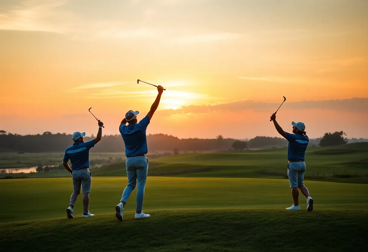Ollie Schniederjans celebrating his win on the golf course
