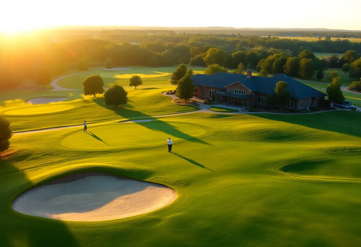 Prestigious golf course from the PGA Tour with golfers playing