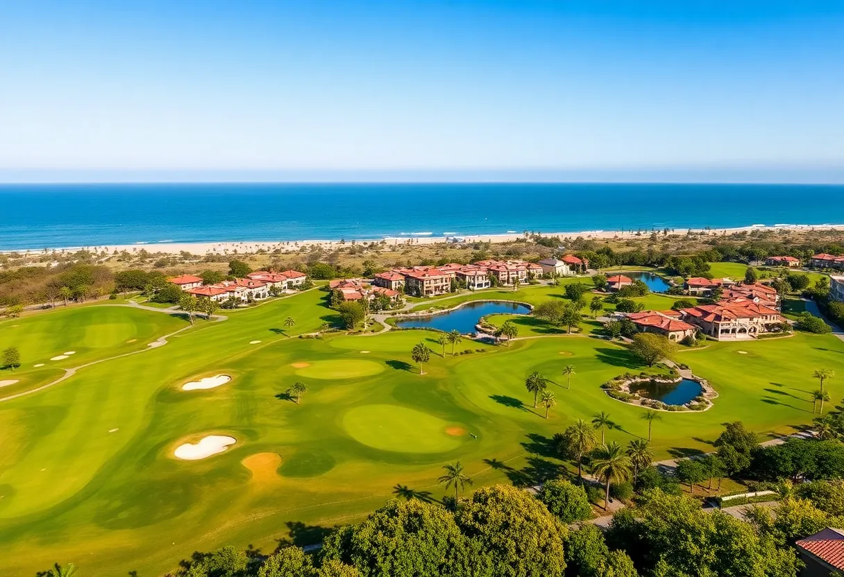 Luxury golf resort with beautiful coastline and green courses at Te Arai Links