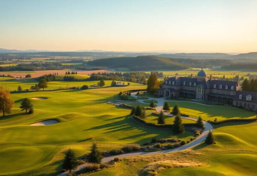 Scenic view of top golf resort in Europe with green fairways
