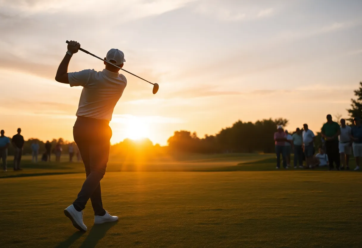 A scenic view of a golf course during the Arnold Palmer Invitational
