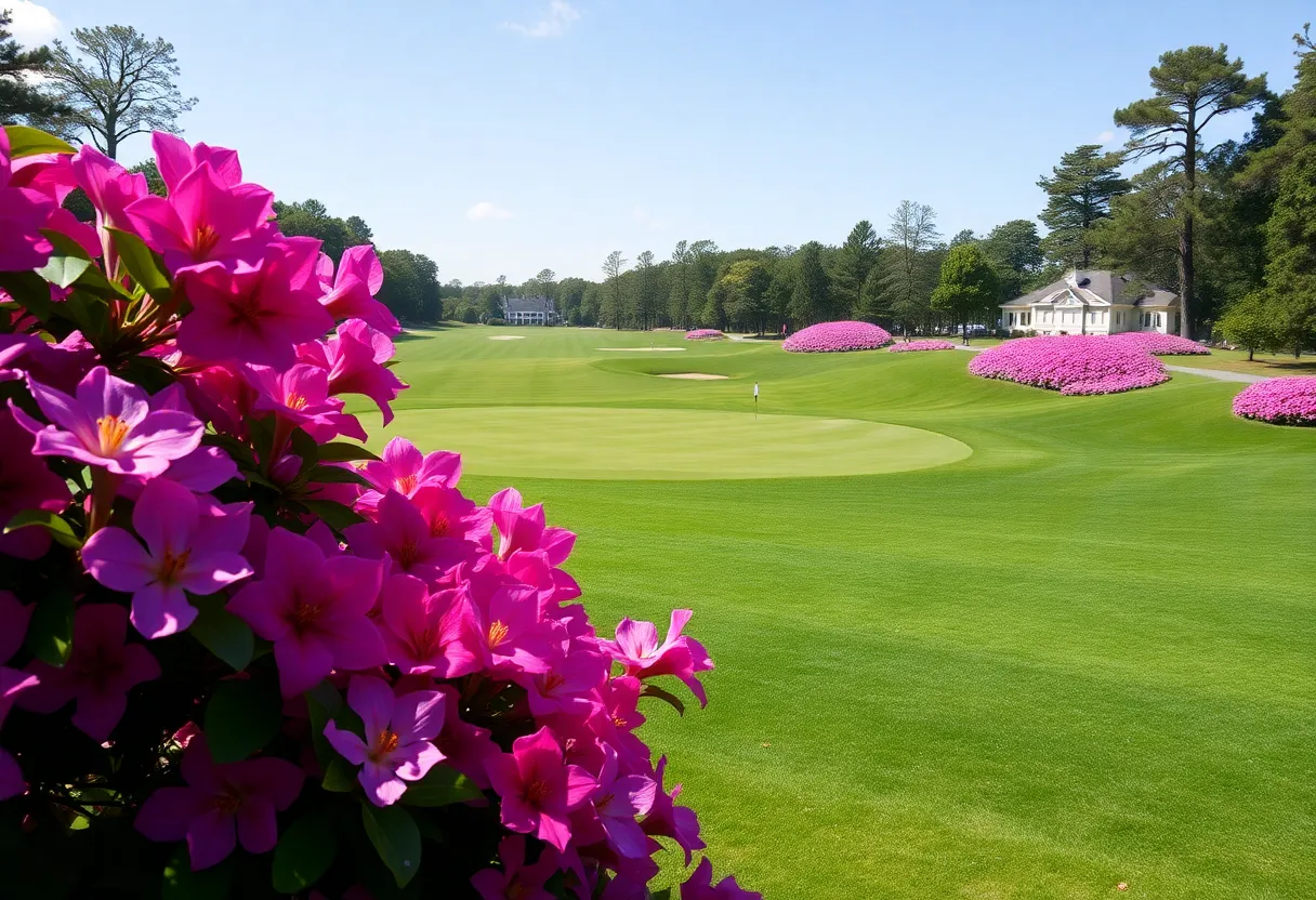 Overview of Augusta National Golf Club in springtime