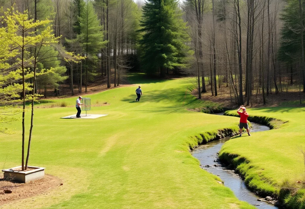 Players on the Beal Slough Disc Golf Course in Lincoln, Nebraska.