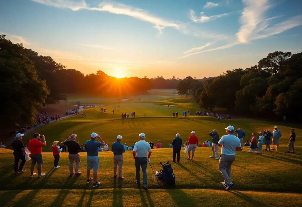 Golfers preparing for the Berkhamsted Trophy at dawn