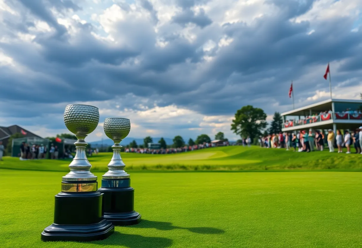 Young golfer celebrating victory on the golf course