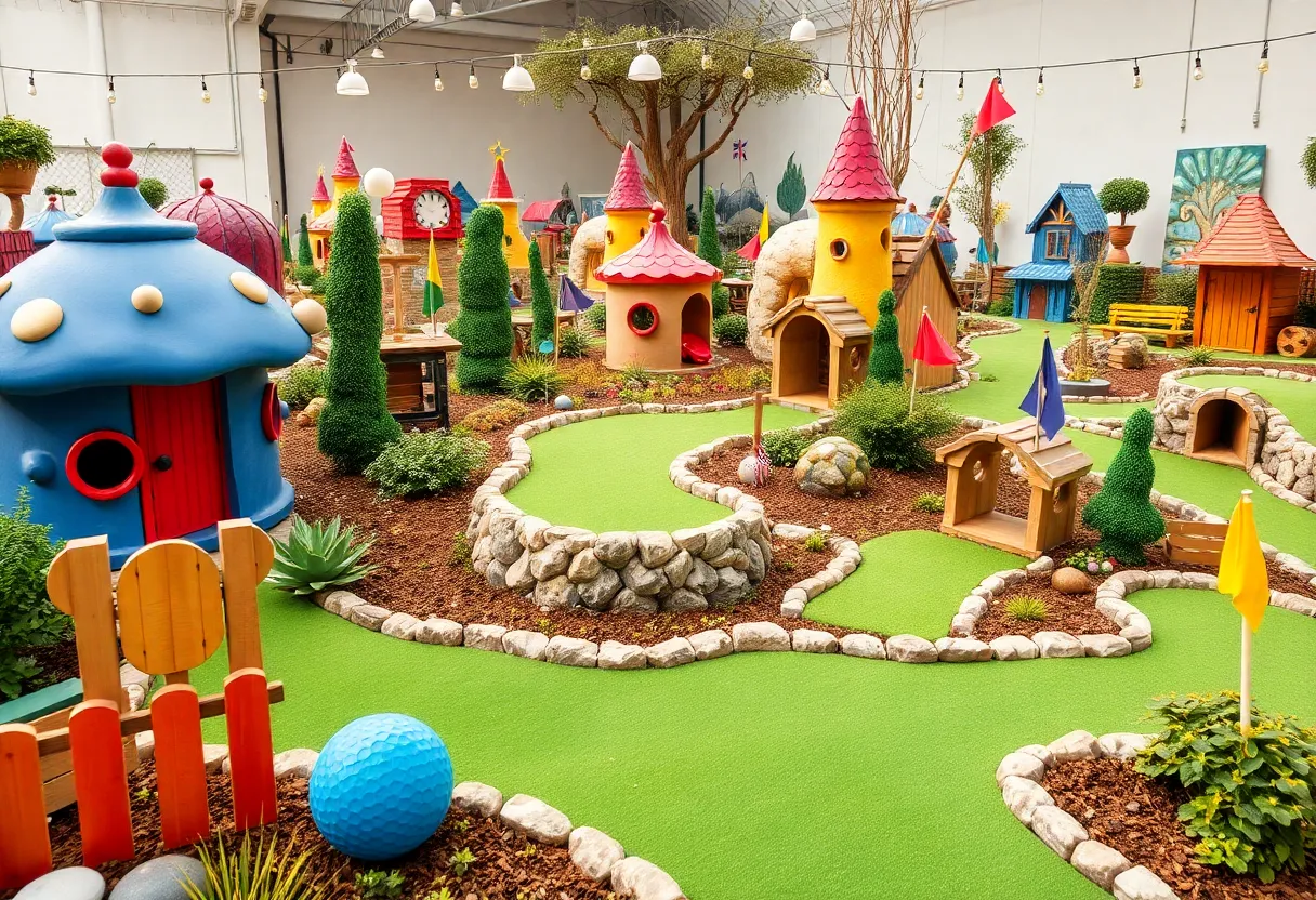 Whimsical mini golf course designed by artists at Can Can Wonderland