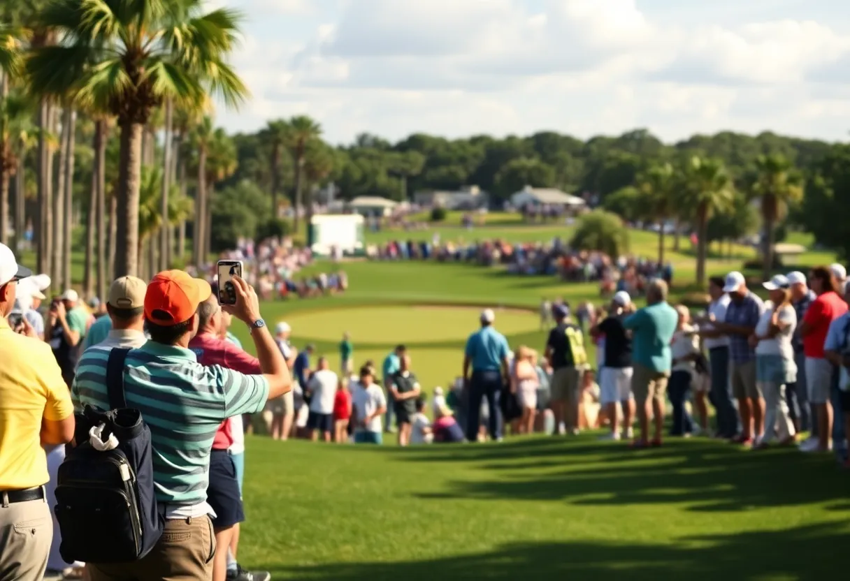 Fans cheering at the Cognizant Classic golf tournament at PGA National.