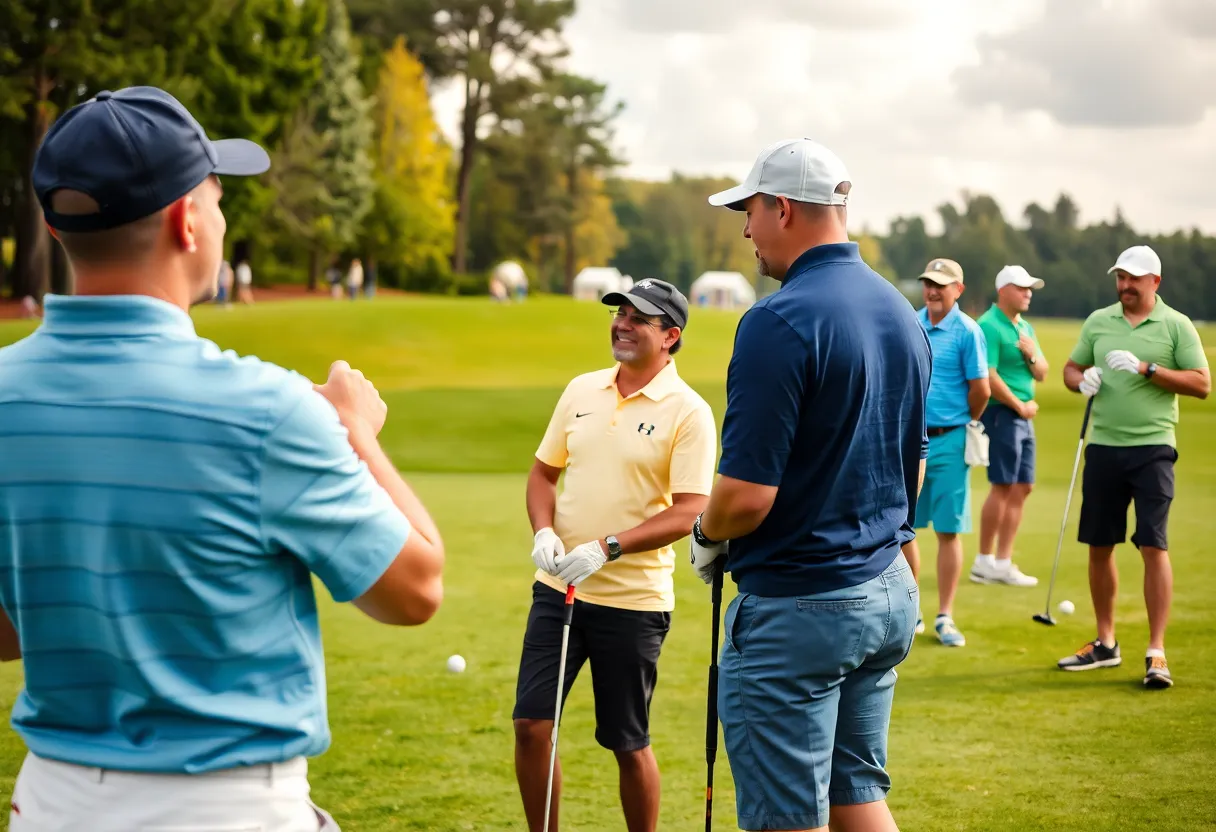 Golfers participating in a tournament at an AGIF event