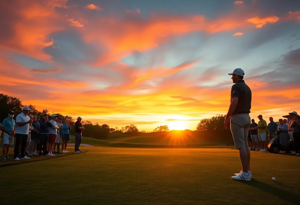 Emotional moment on the golf course depicting kindness