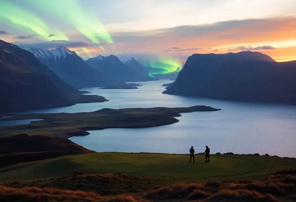 Breathtaking view of Lofoten Links Golf Course at midnight