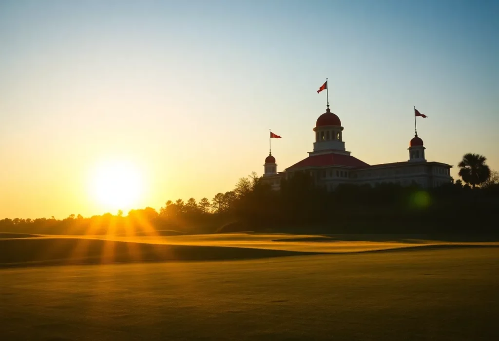 A scenic view of a golf course representing achievement.