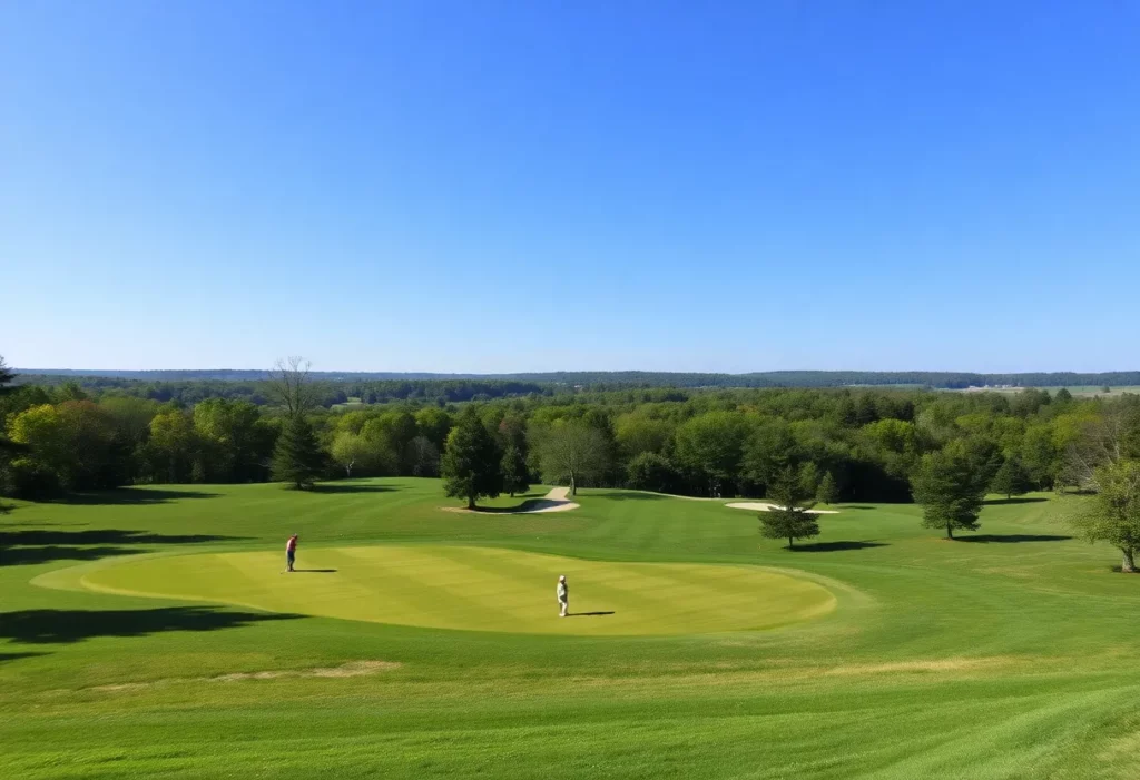 Lush Maryland golf course with golfers playing