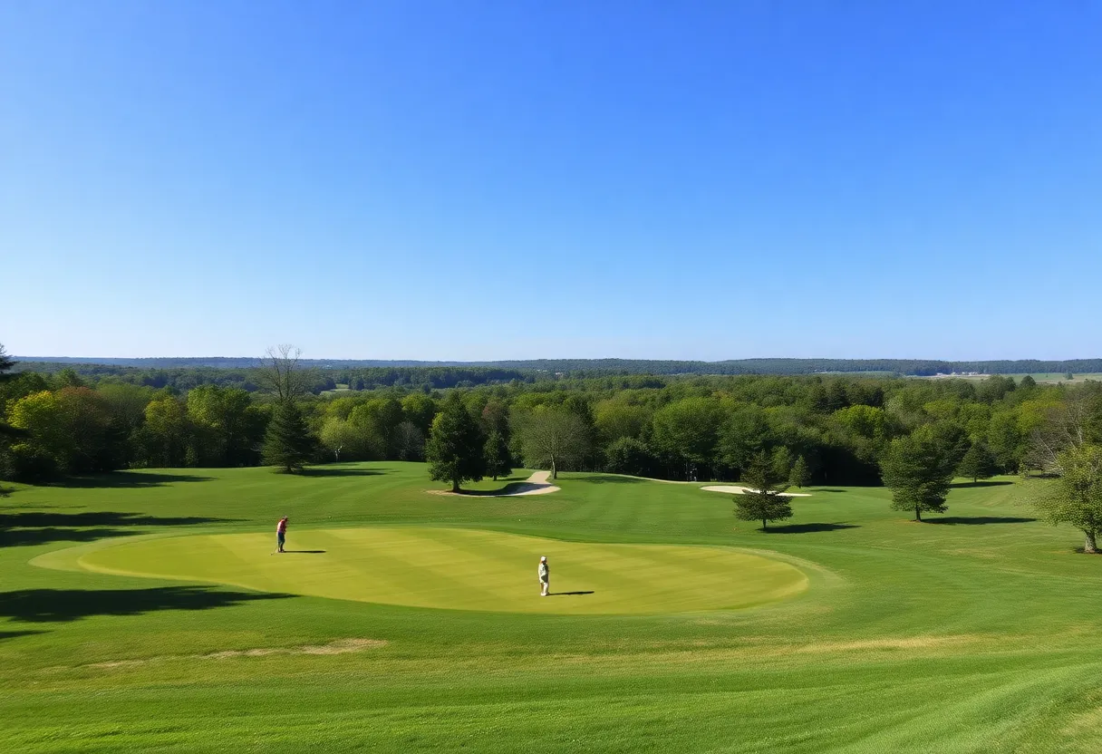 Lush Maryland golf course with golfers playing