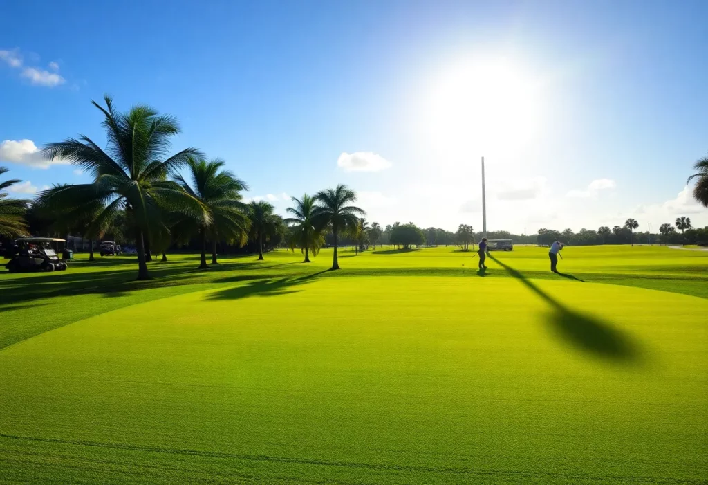 A picturesque golf course in Orlando featuring green fairways and blue skies
