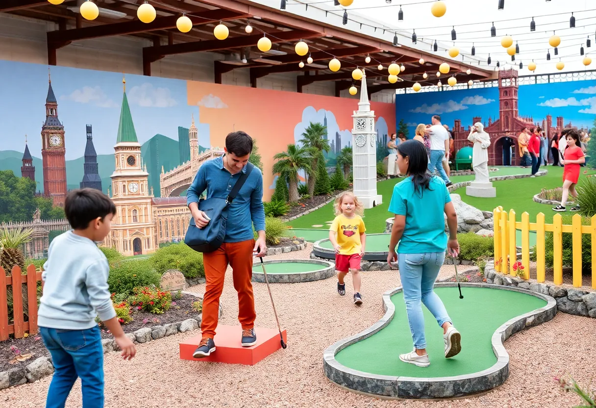 Families enjoying the unique and whimsical Par-King Mini-Golf course