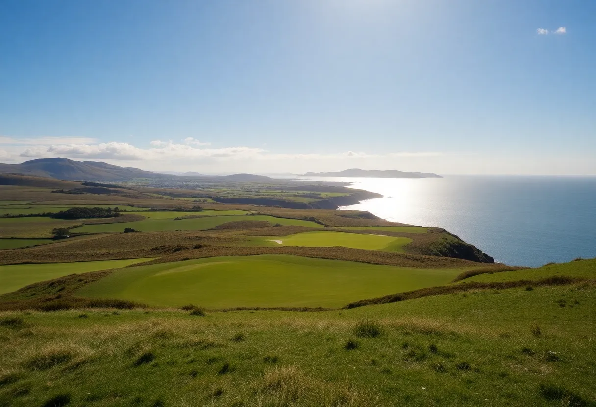A scenic golf course in Southwest Ireland with coastal views