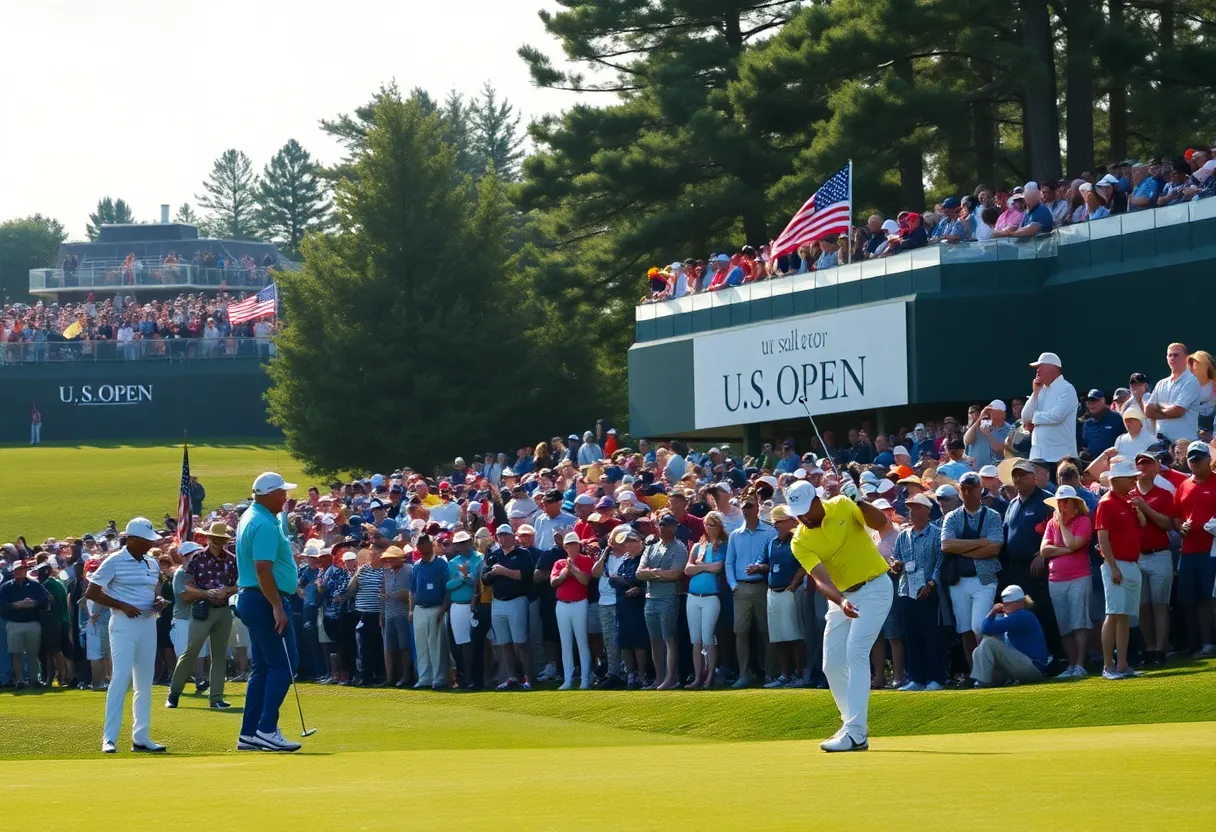 Golf players competing in the U.S. Open tournament