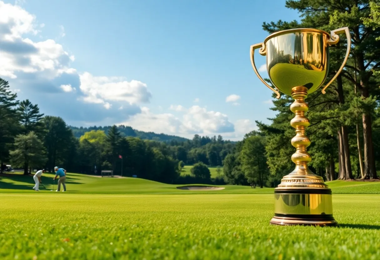 Image of a golf tournament celebrating a victory