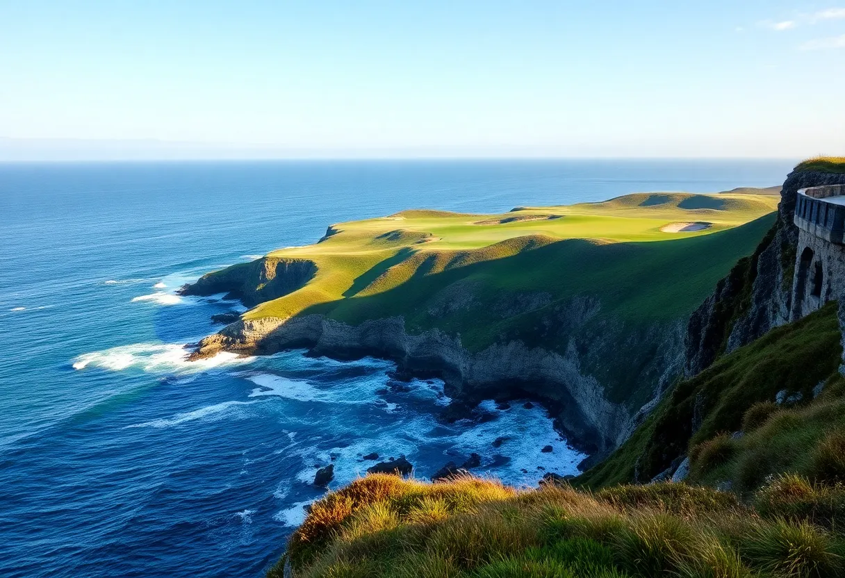 West Cliffs Golf Course with Atlantic Ocean background