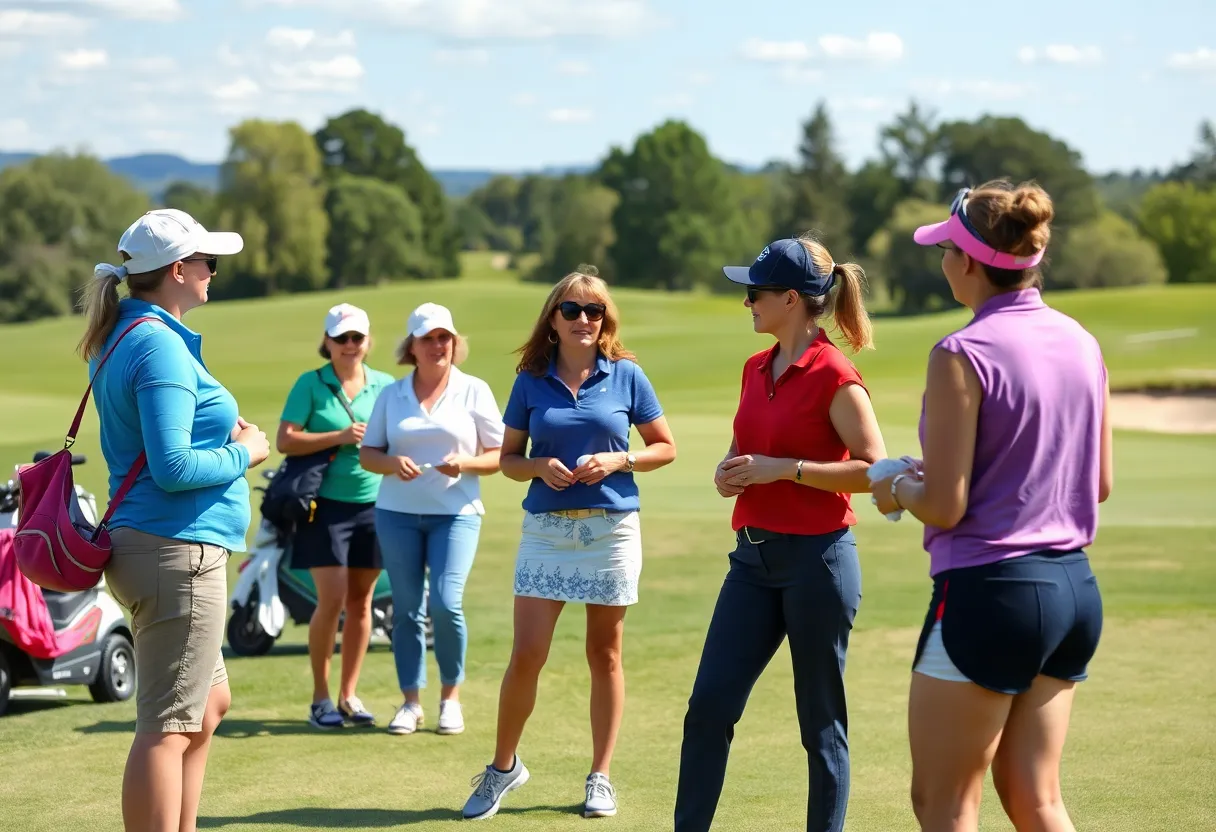 Women golfers celebrating at a golf course during Women’s Golf Day events