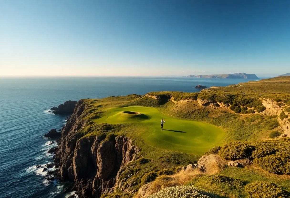 Scenic view of Ardfin Estate Golf Club with coastal landscapes