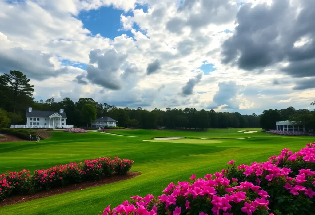 Beautiful landscape of Augusta National Golf Club during the Masters Tournament