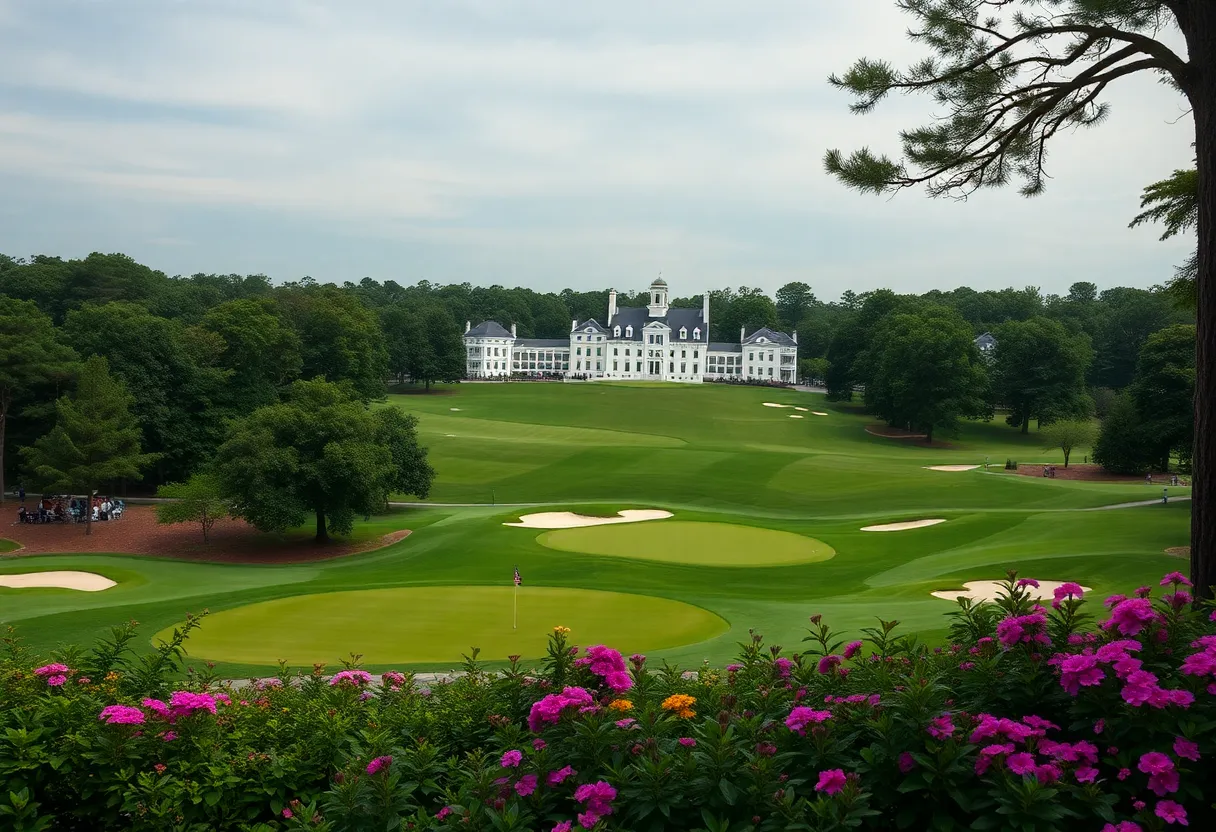 Scenic view of Augusta National Golf Club during the Masters Tournament.