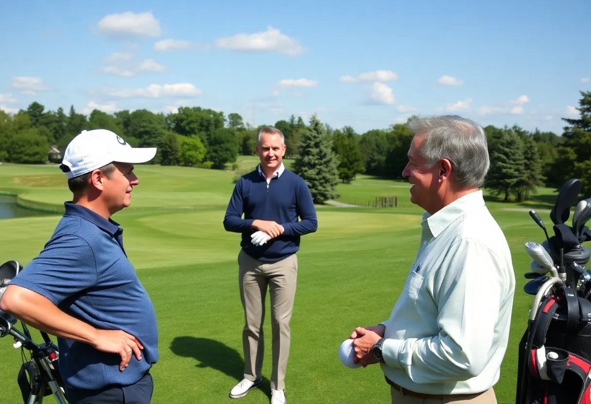 Barkley and Trump sharing a moment at a golf club.
