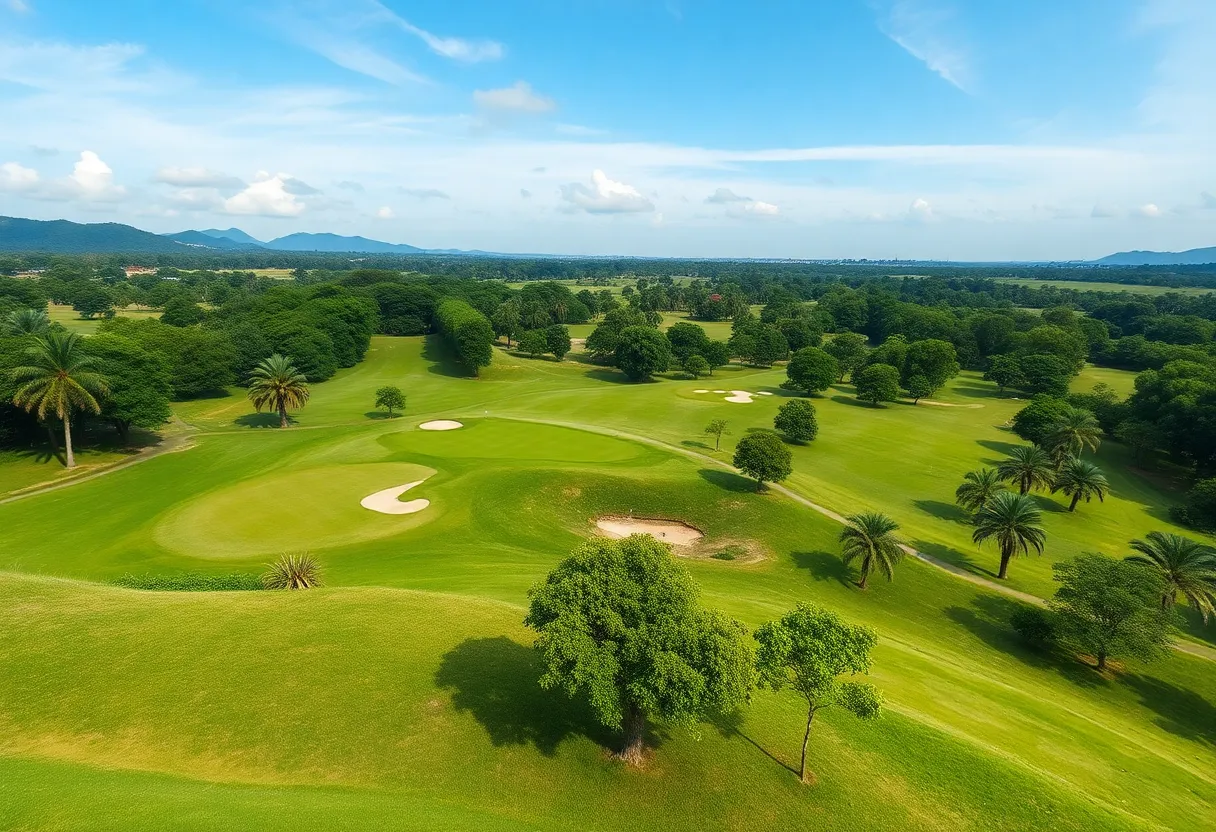 Lush golf course in Cambodia with vibrant landscapes