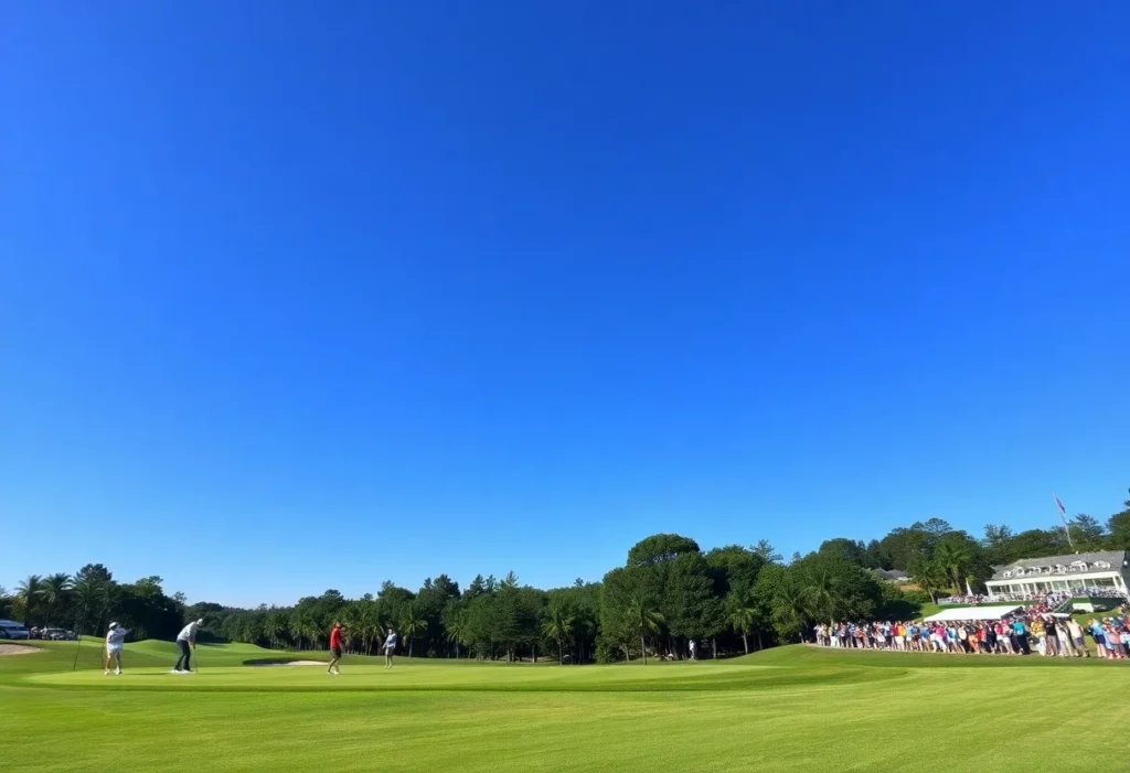 Scenic view of a golf course during a championship round