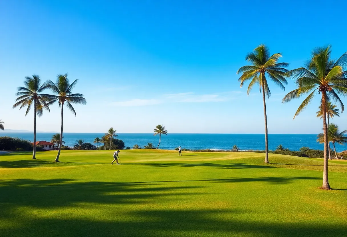 Golf course in Da Nang with coastal scenery