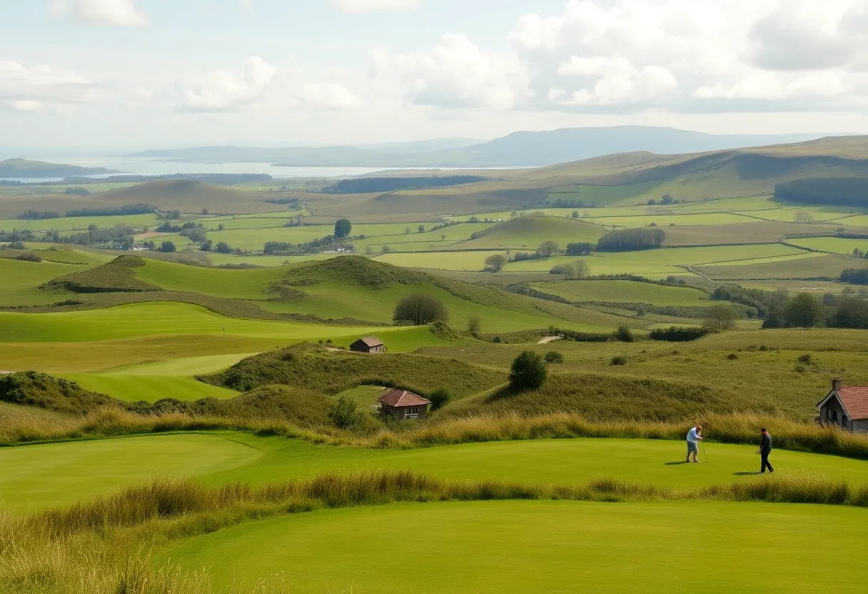 Scenic golf course landscape in Ireland