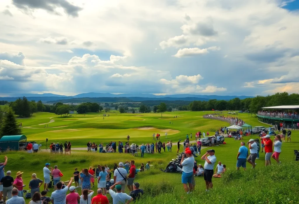 Golfers participating in a tournament on a sunny day