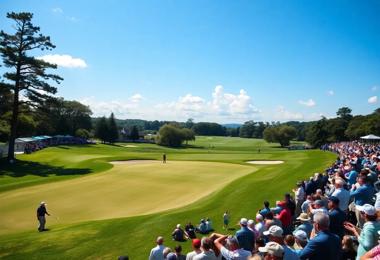 Lush golf course scene during the Masters Tournament