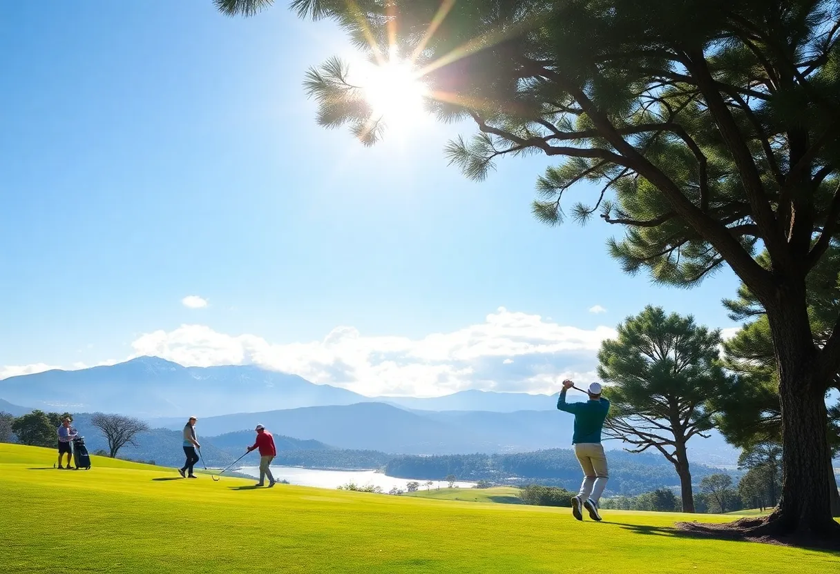 Golfers enjoying a sunny day on a beautiful golf course