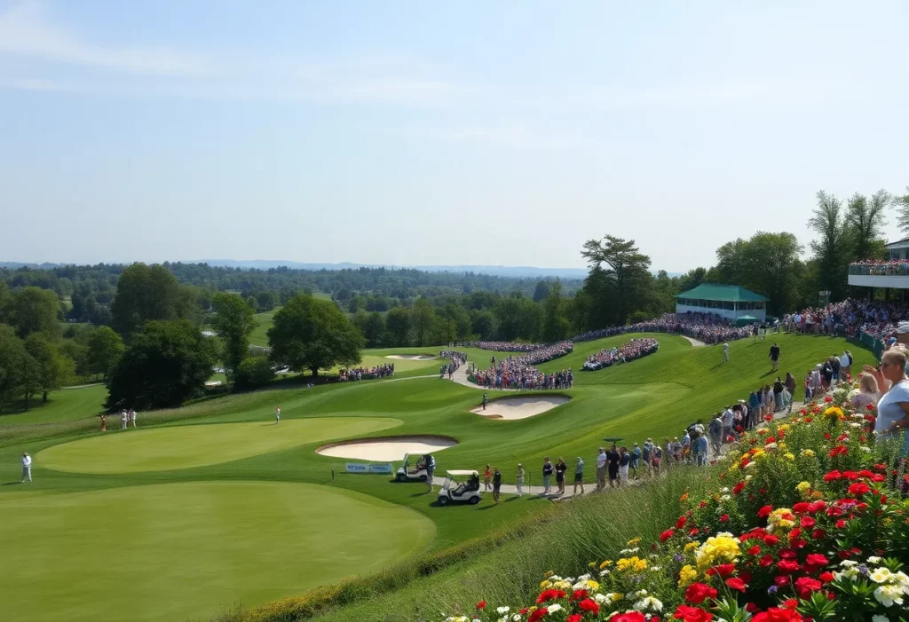 Golf course with spectators during The Masters tournament