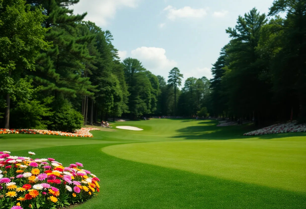 Lush golf course at Augusta National for the Masters Tournament