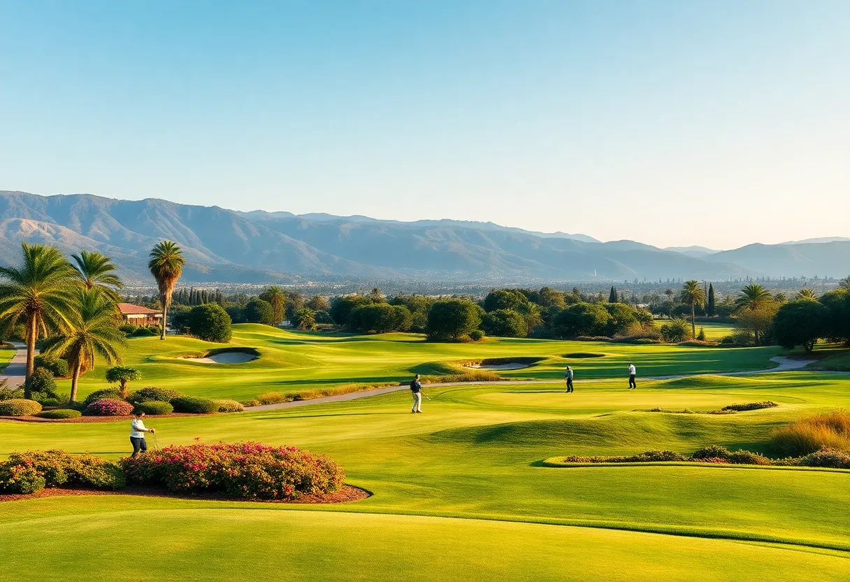 Golf course at Nemacolin Resort with green fairways and scenic hills.