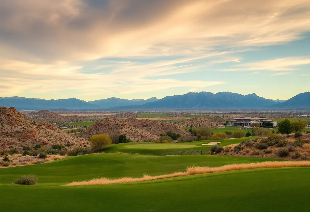 Panoramic view of a golf course in New Mexico