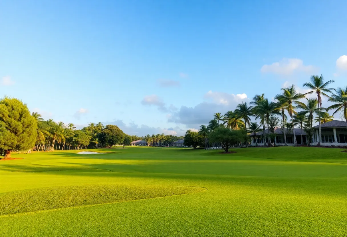 Lush green golf course at True Blue Golf Resort