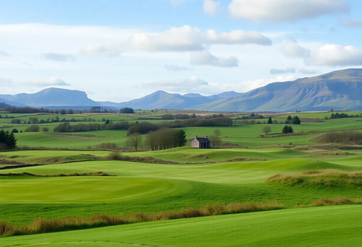 Beautiful golf course landscape in Northern Ireland.