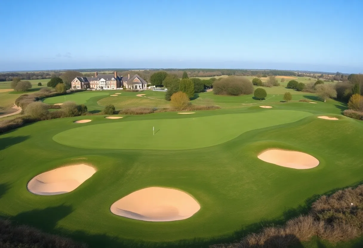 View of Oakmont Country Club's golf course featuring unique bunkers