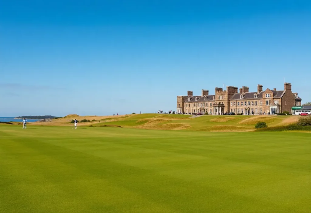 Golfers playing on the Old Course at St. Andrews