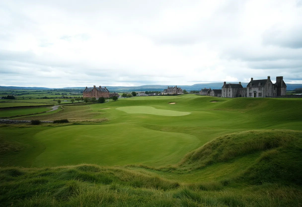 Golfers playing on the Old Course at St. Andrews